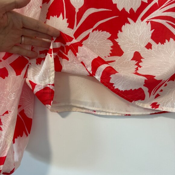 Club Monaco Valterra silk blend red and white balloon sleeve blouse / M - Picture 4 of 8